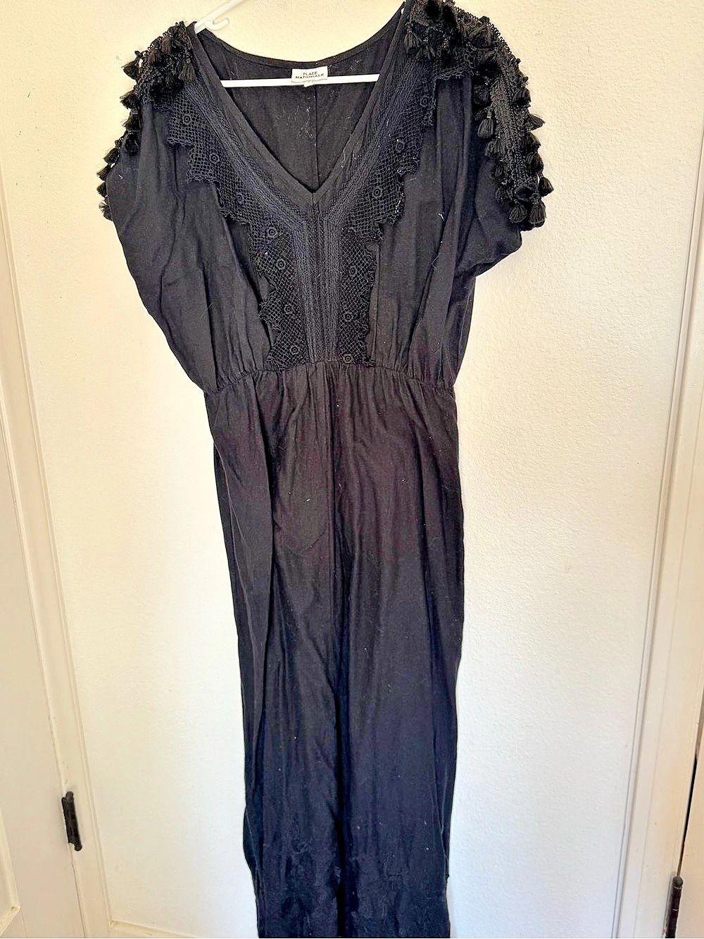 Place Nationale Black Cotton Maxi Dress Size 2